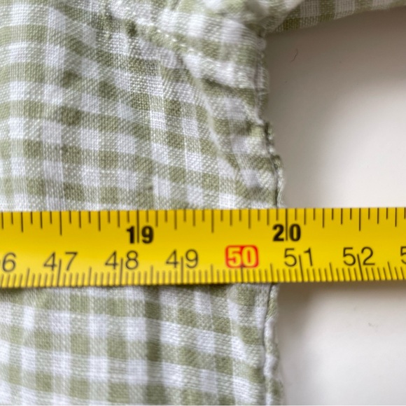 Uniqlo Gingham Linen Shirt Women’s Size Small Picnic Cottagecore Spring Green - Picture 11 of 12